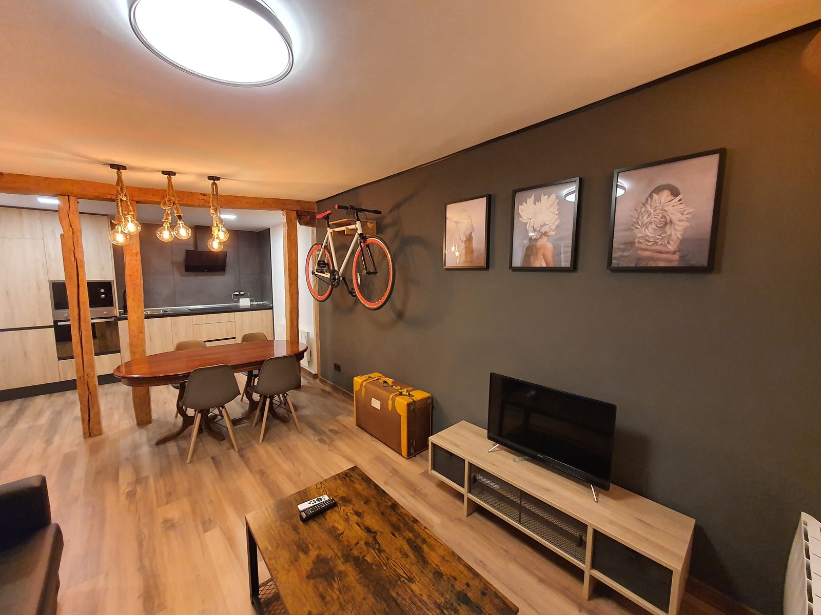 Living area: kitchen, dining and lounge in one space